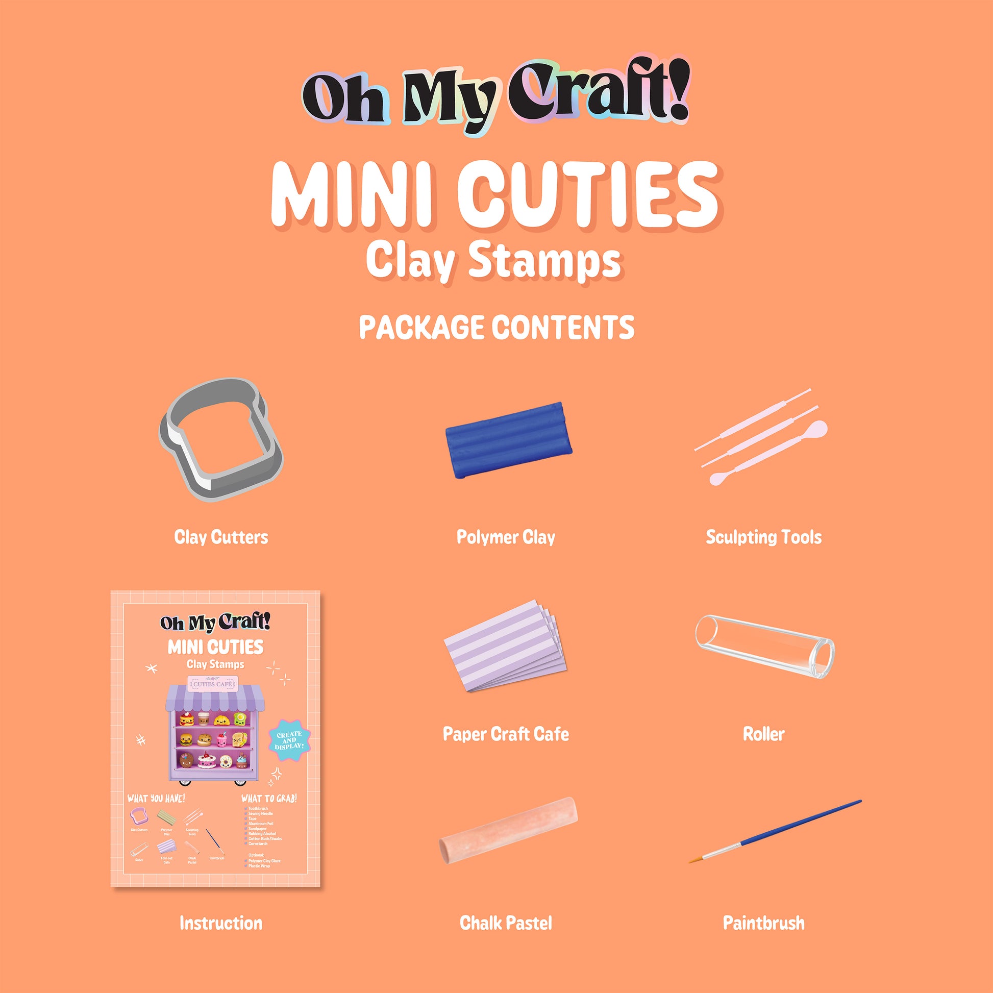 Sandy Brown Oh My Craft Mini Cuties Clay Stamps Kit Clay