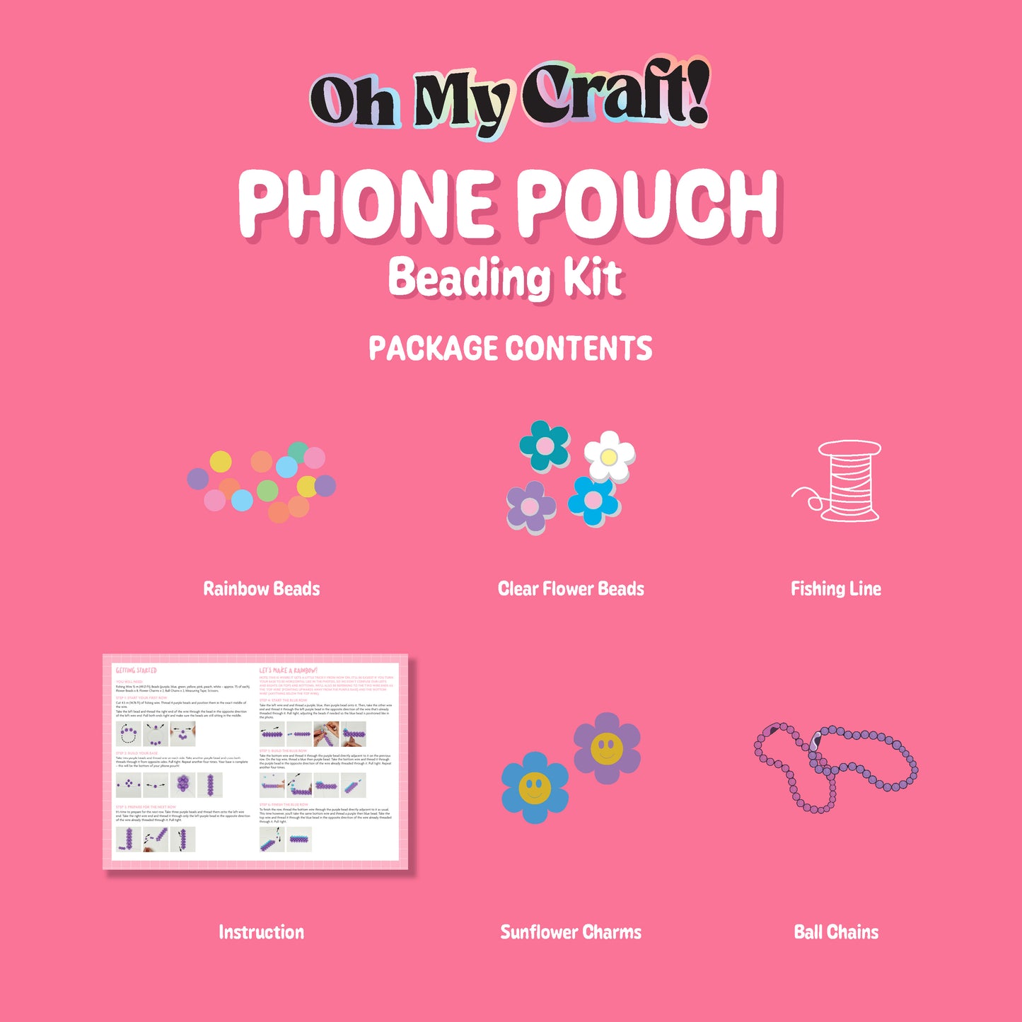 Light Coral Oh My Craft Phone Pouch Beading Kit Beading