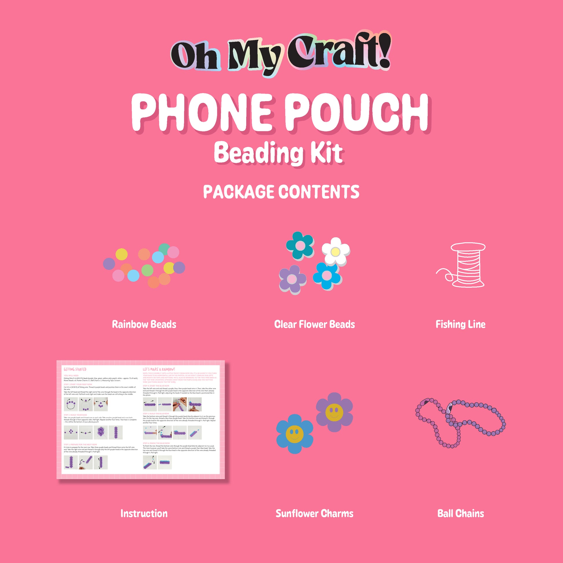 Light Coral Oh My Craft Phone Pouch Beading Kit Beading