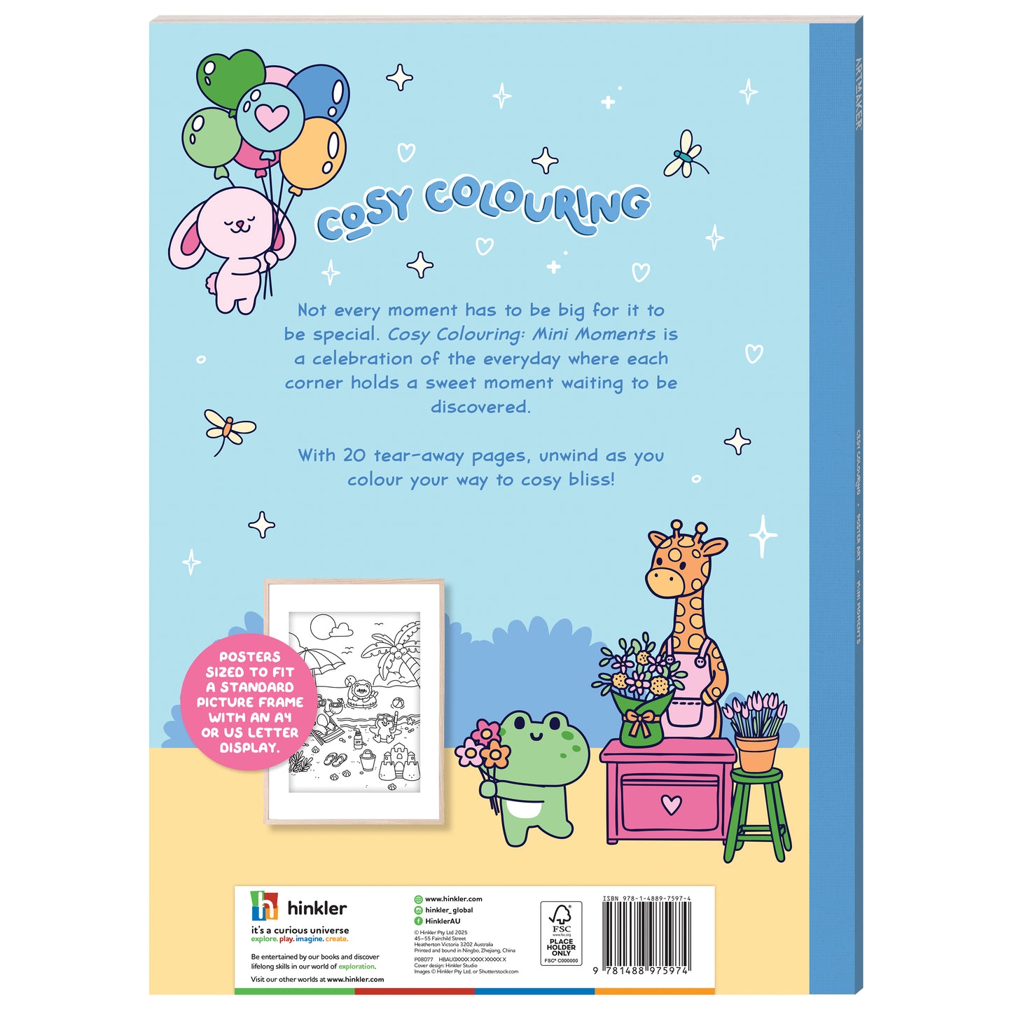Light Blue Cosy Colouring Poster Art - Mini Moments Kids Craft Kits