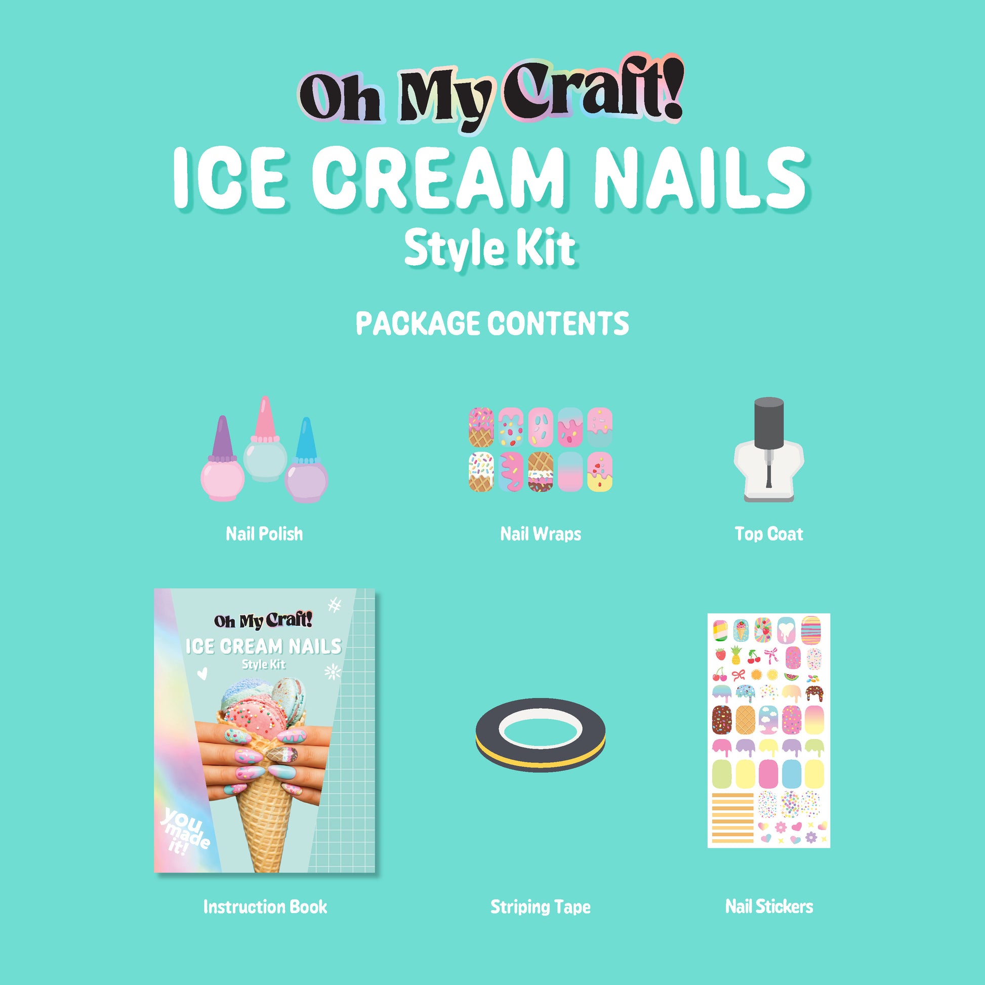 Medium Aquamarine Oh My Craft Ice Cream Glam Nail Art Kit