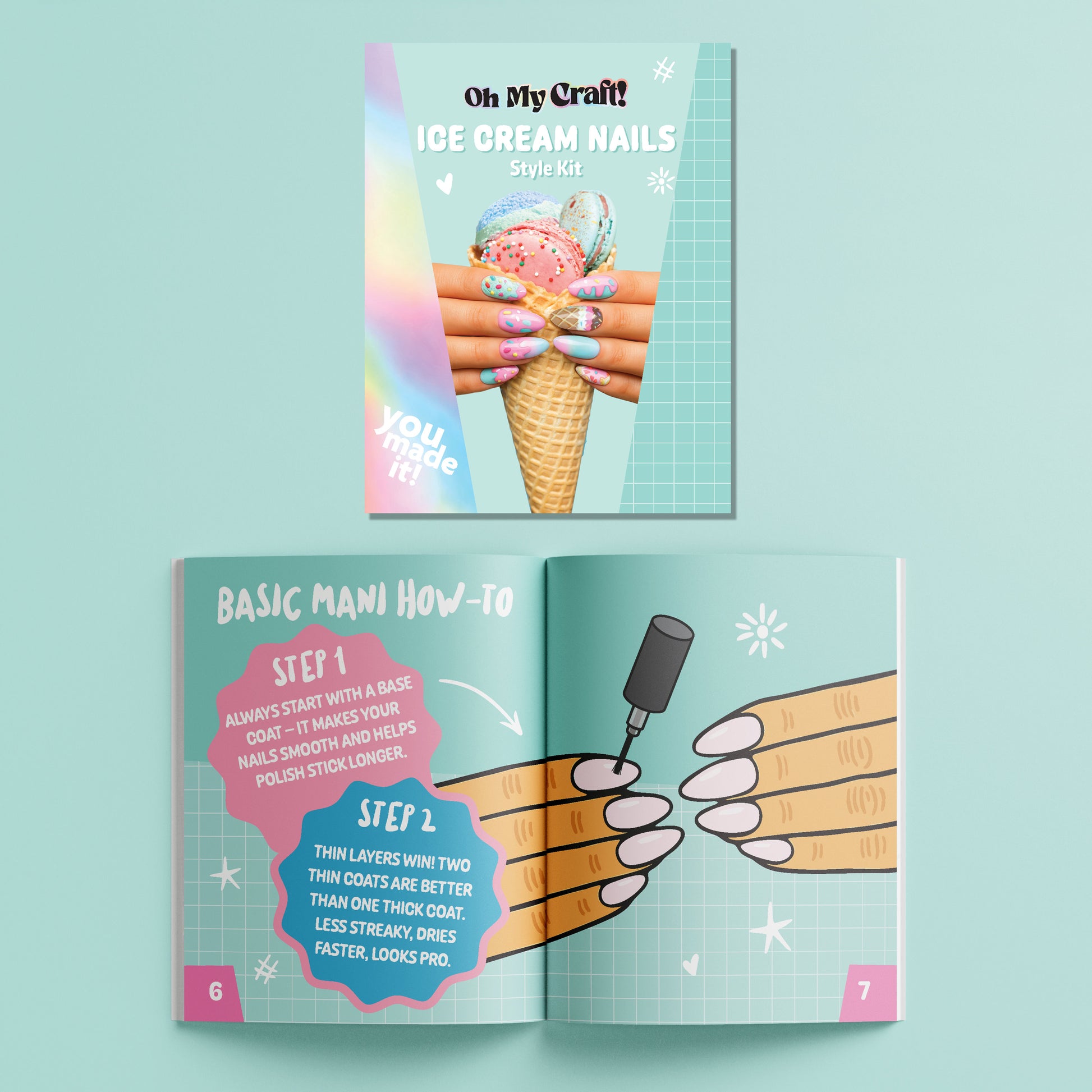 Light Blue Oh My Craft Ice Cream Glam Nail Art Kit