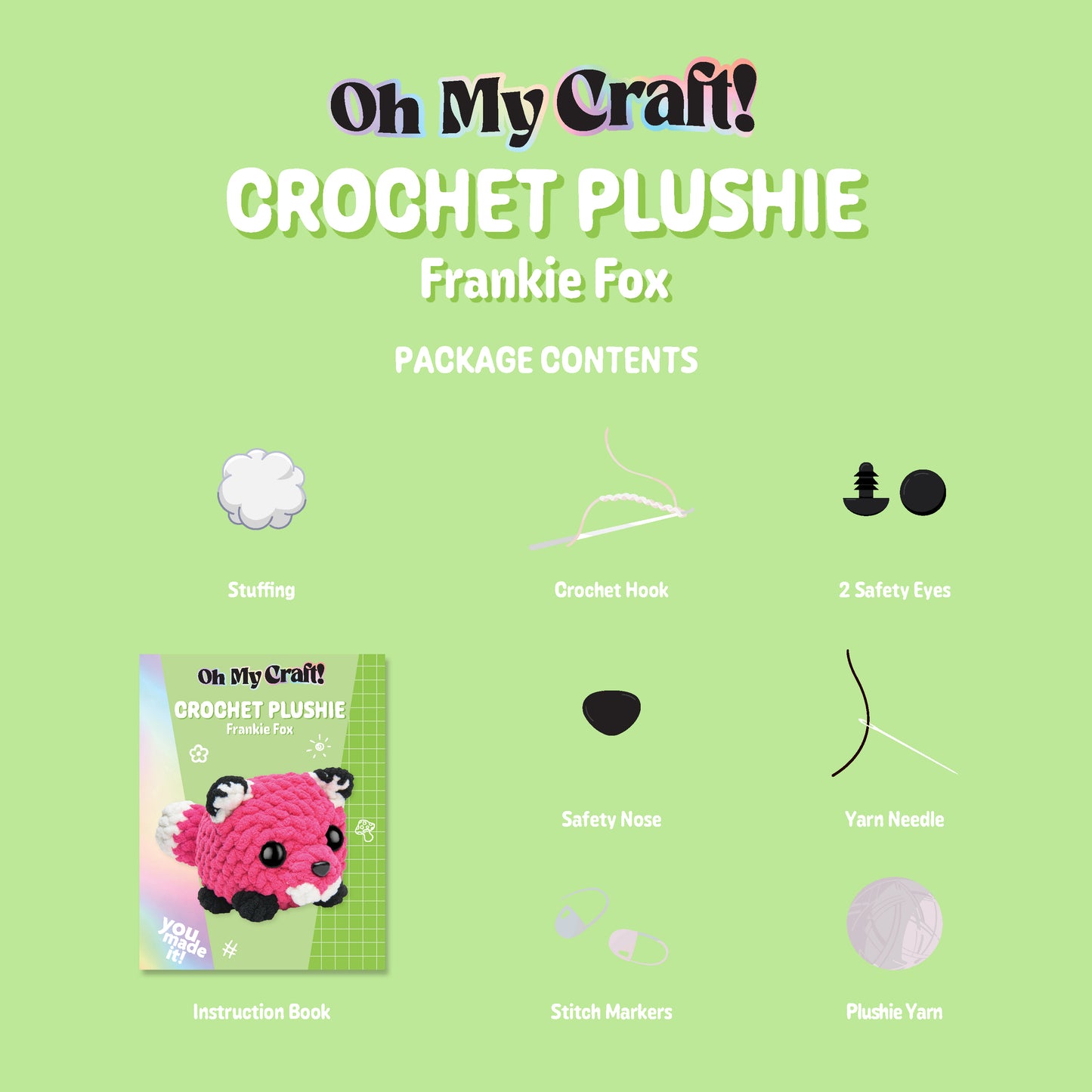 Pale Green Oh My Craft Midi Crochet Plushie - Frankie Fox Crochet