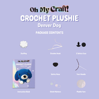 Light Steel Blue Oh My Craft Midi Crochet Plushie - Denver Dog Crochet