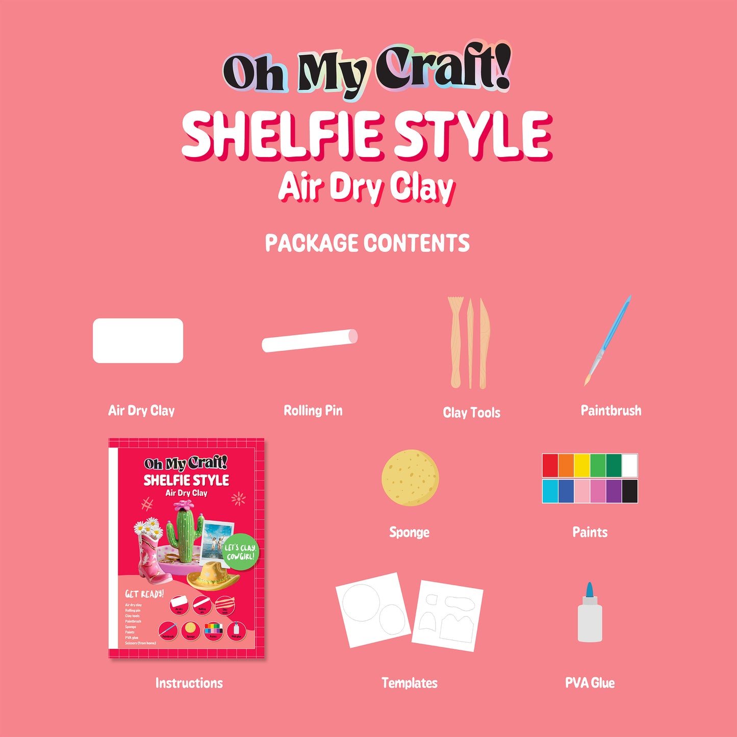 Light Coral Oh My Craft Shelfies Air Dry Clay Kit Clay