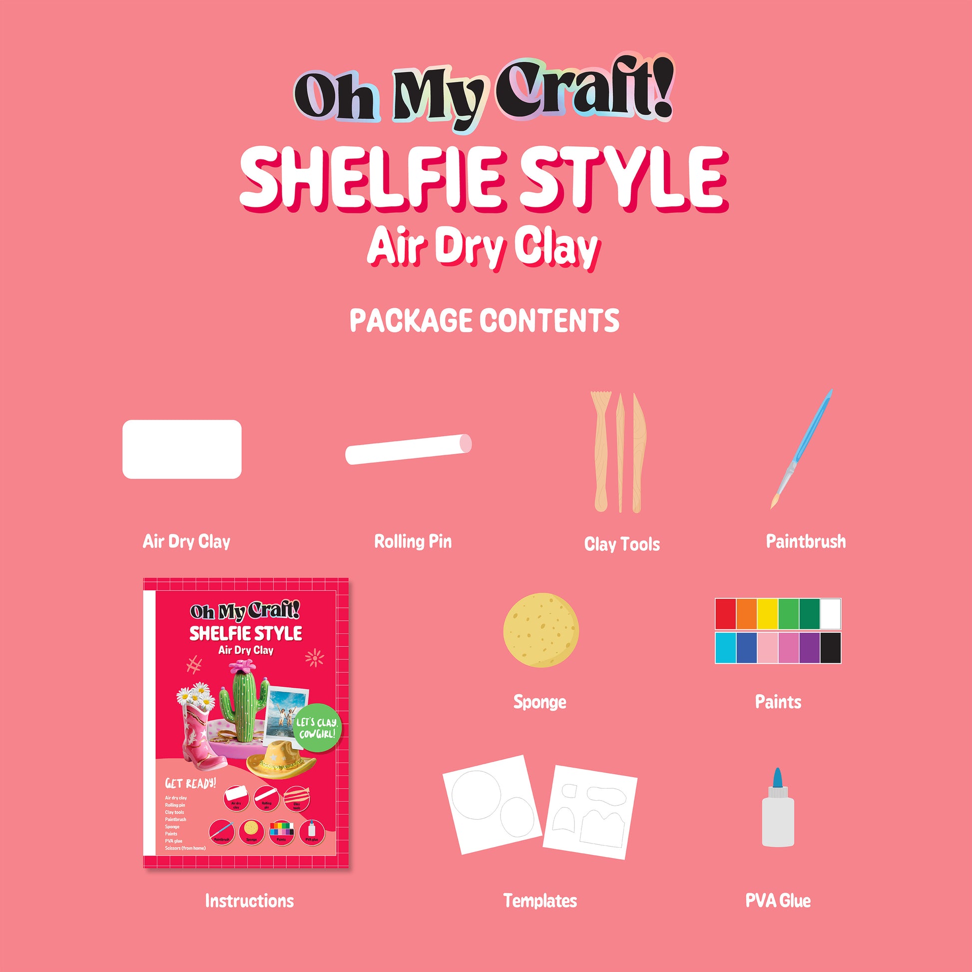 Light Coral Oh My Craft Shelfies Air Dry Clay Kit Clay