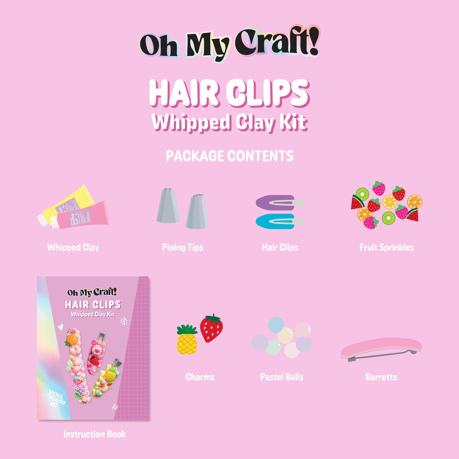 Misty Rose Oh My Craft Hair Clips Whipped Clay Kit Clay