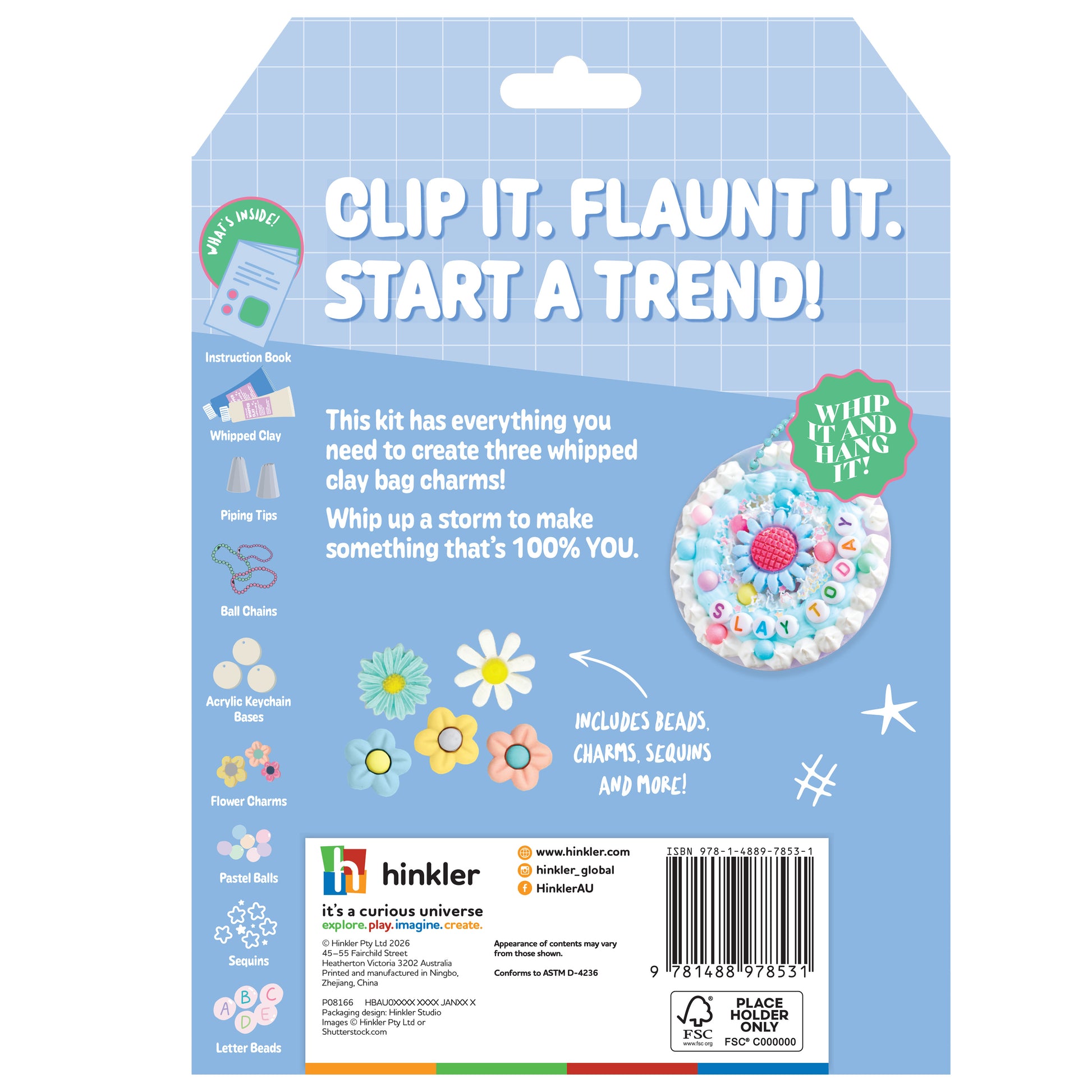 Light Steel Blue Oh My Craft Bag Charms Whipped Clay Kit Clay