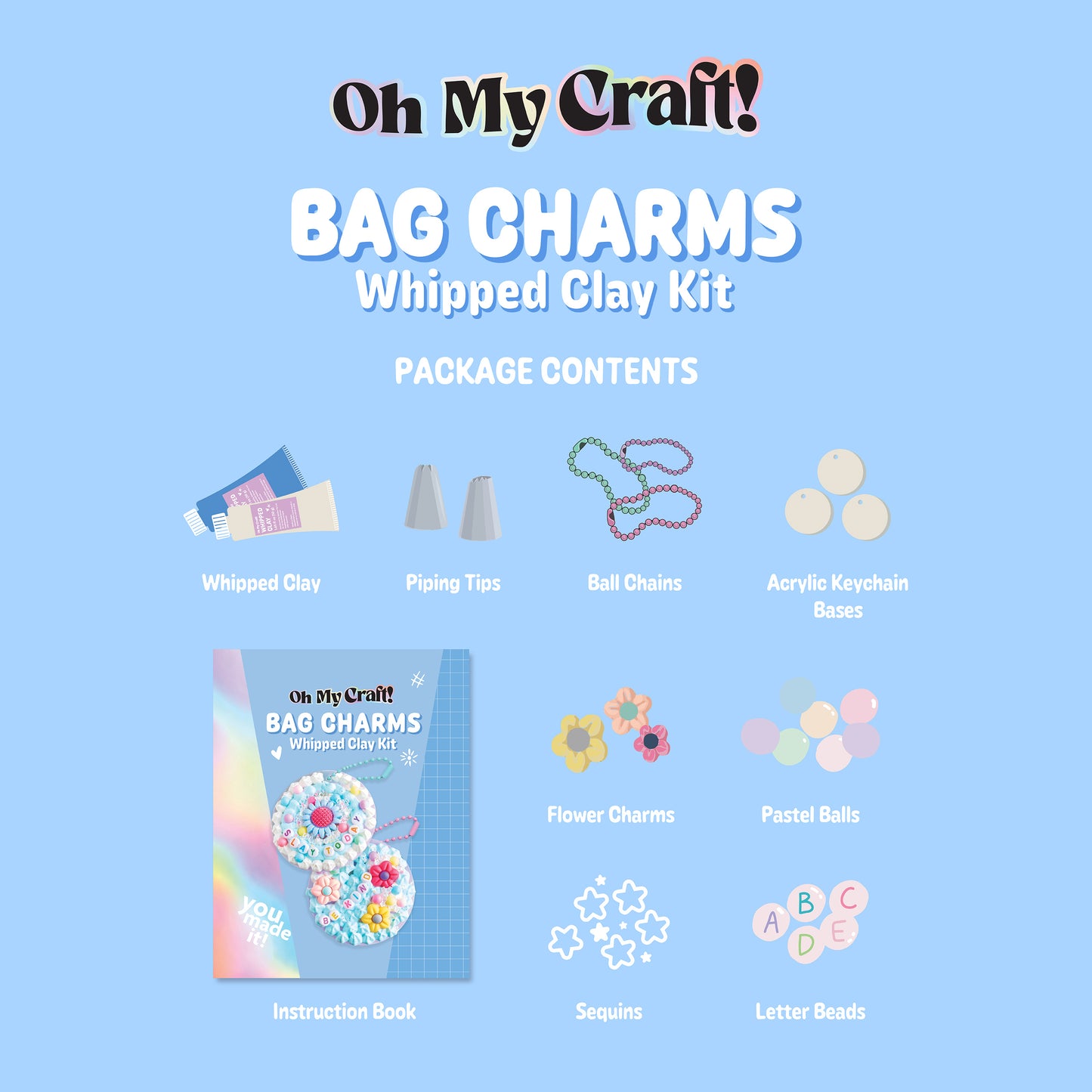 Light Blue Oh My Craft Bag Charms Whipped Clay Kit Clay