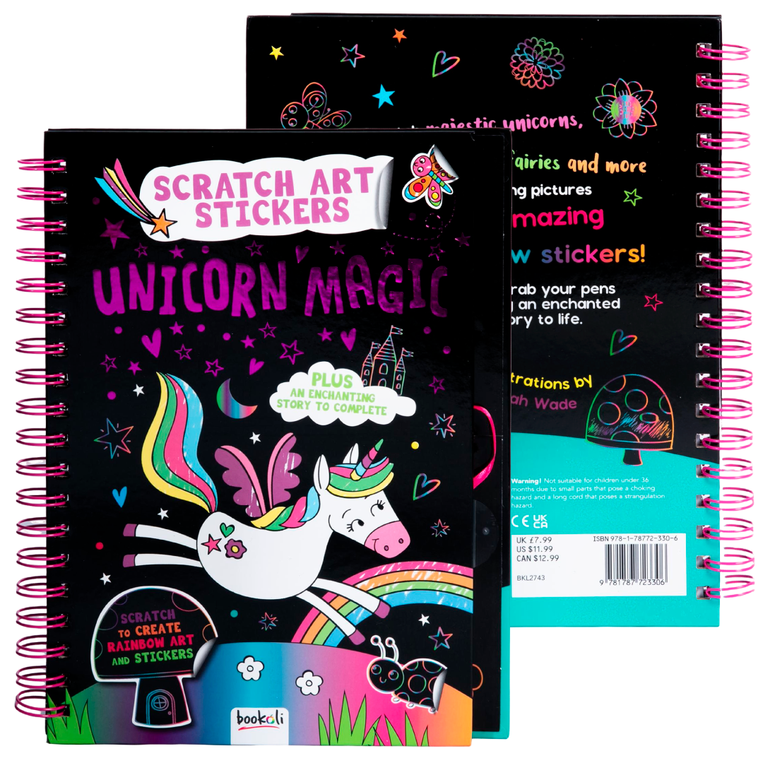 Black Unicorn Magic Scratch Art in racks Kids Activities