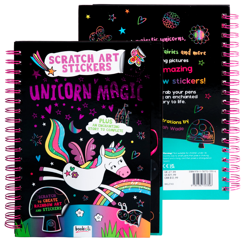 Black Unicorn Magic Scratch Art in racks Kids Activities