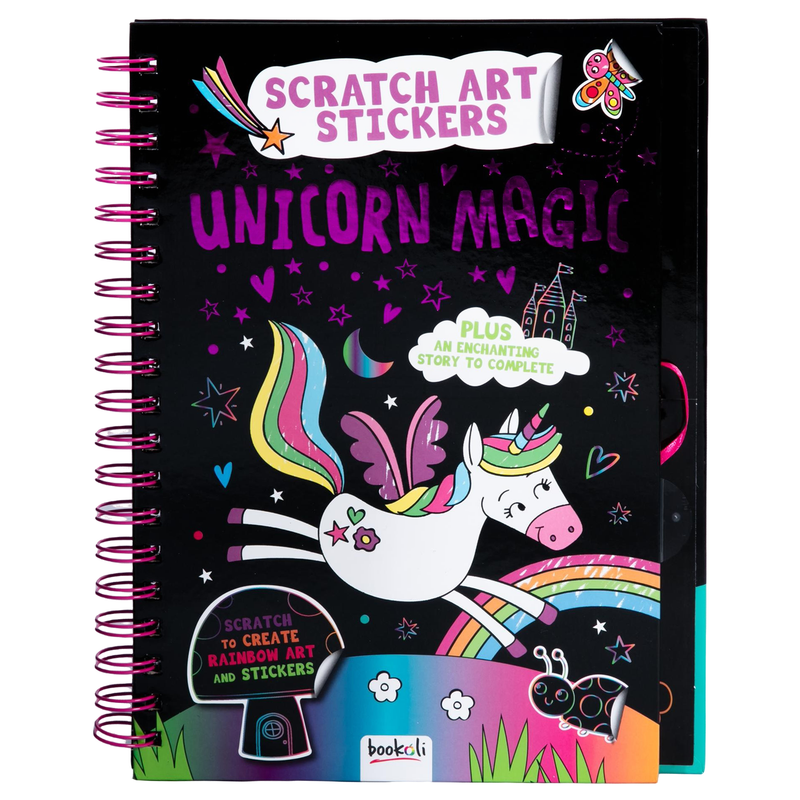 Black Unicorn Magic Scratch Art in racks Kids Activities