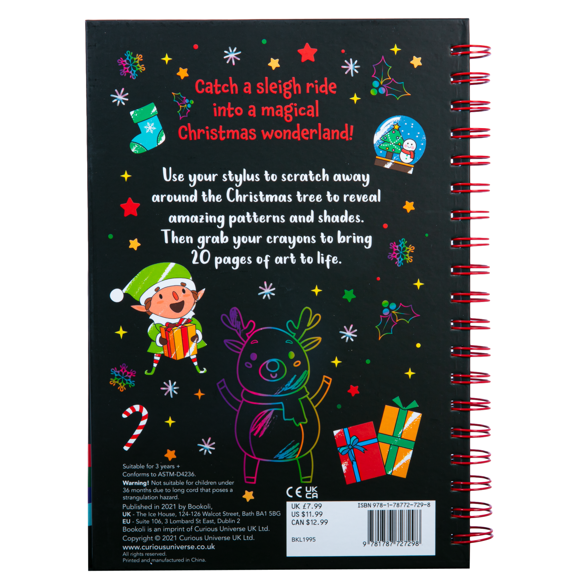 Black Scratch Art Sparkles I Love Christmas Activity Book Kids Activities