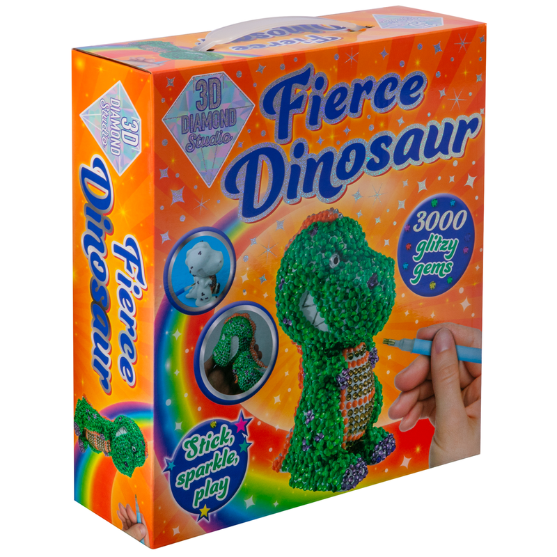 Dark Slate Gray Fierce Dinosaur: 3D Diamond Studio Kids Kits
