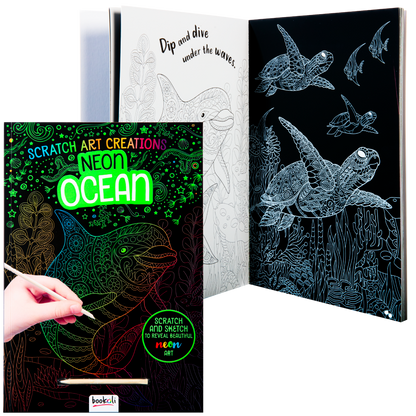 Black Scratch Art Creations: Neon Ocean Colour & Activity