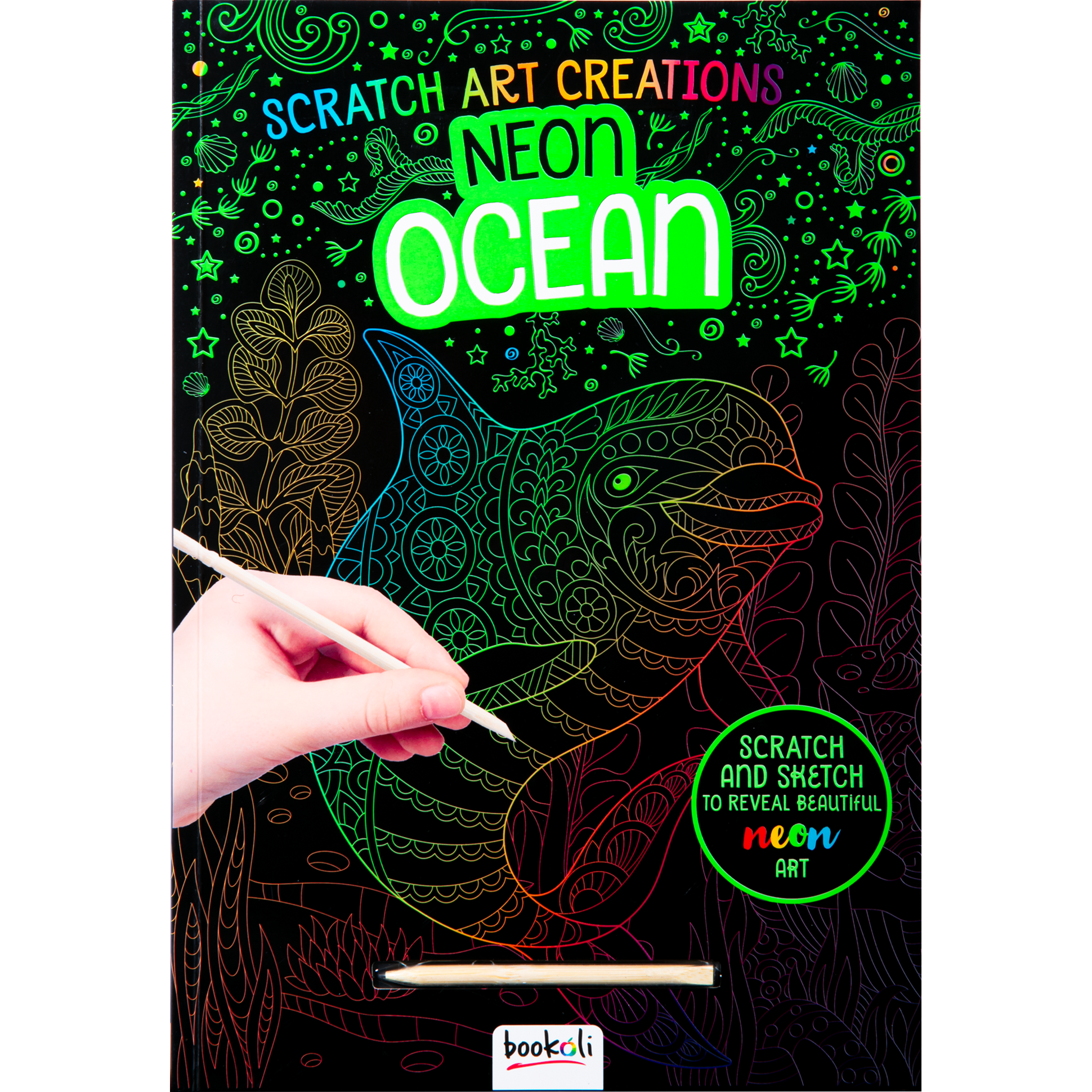 Tan Scratch Art Creations: Neon Ocean Colour & Activity