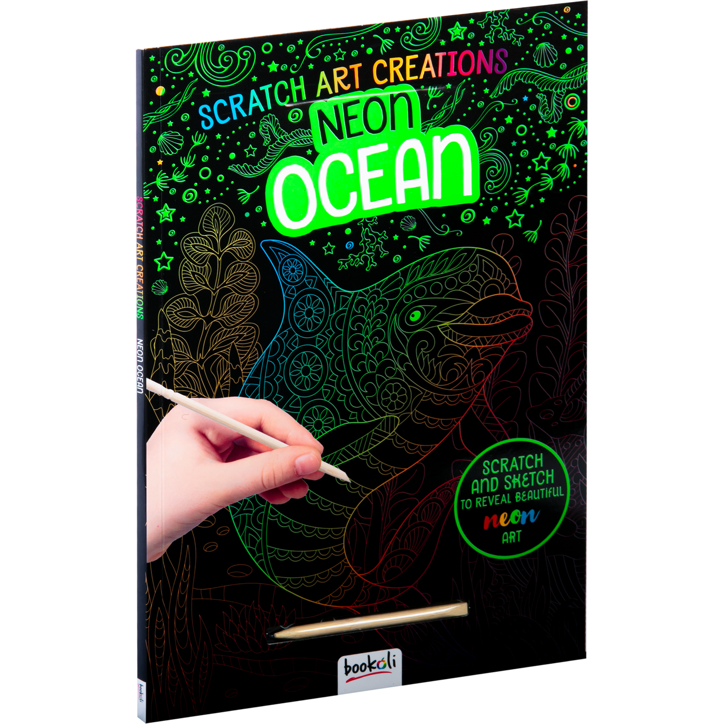 Tan Scratch Art Creations: Neon Ocean Colour & Activity