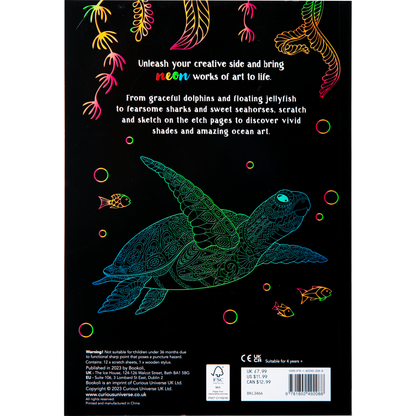 Black Scratch Art Creations: Neon Ocean Colour & Activity