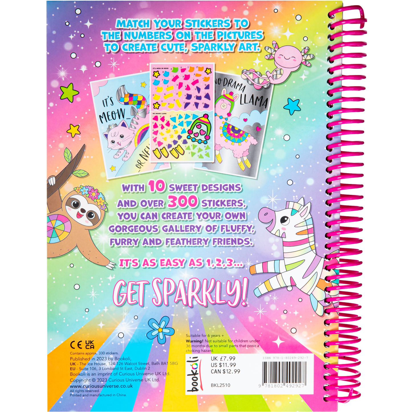 Light Gray Sticker by Numbers: Cute Animals Colour & Activity