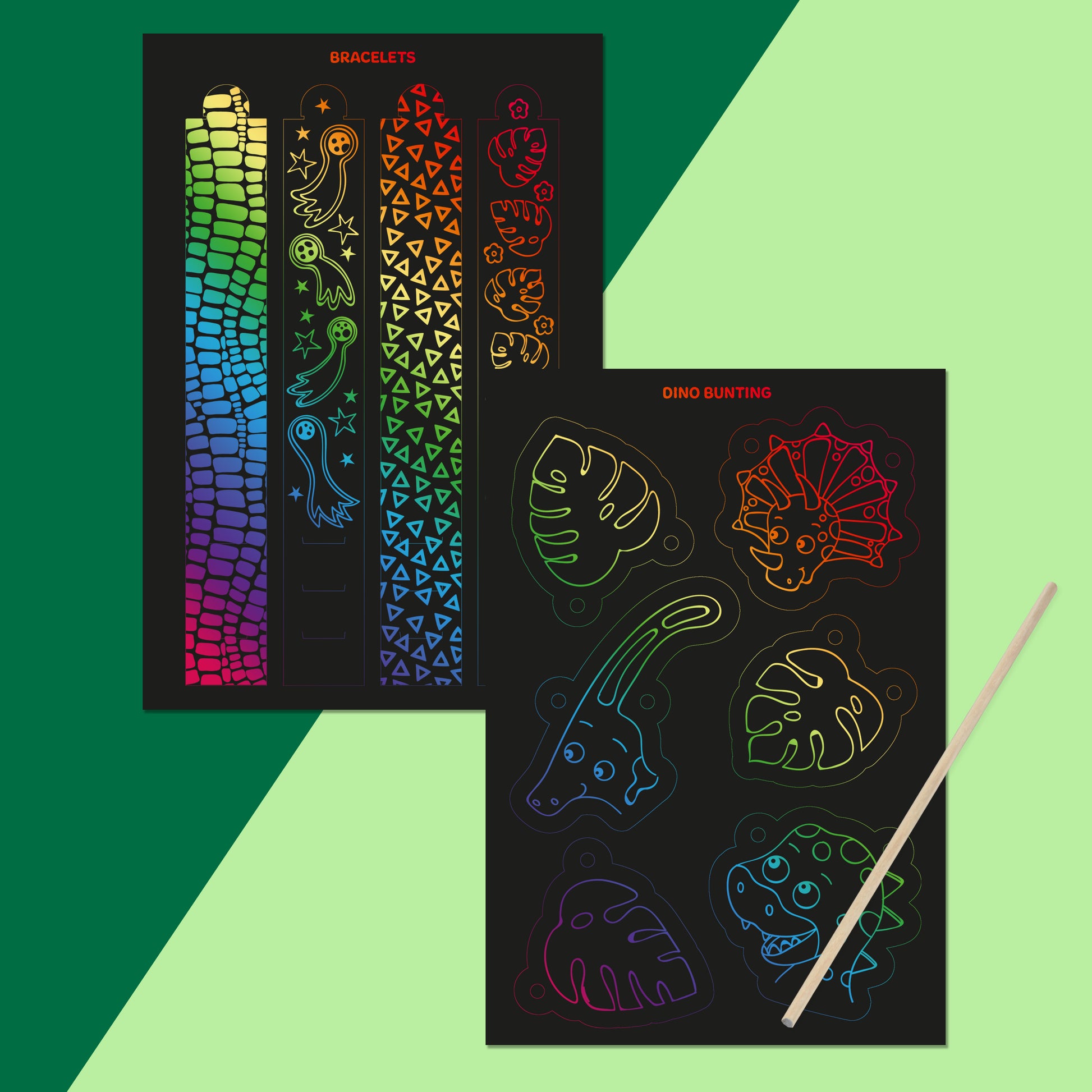 Pale Green Ultimate Scratch Art - Dinosaur Kids Craft Kits