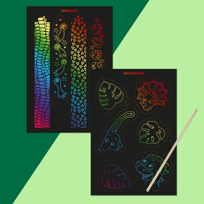 Pale Green Ultimate Scratch Art - Dinosaur Kids Craft Kits
