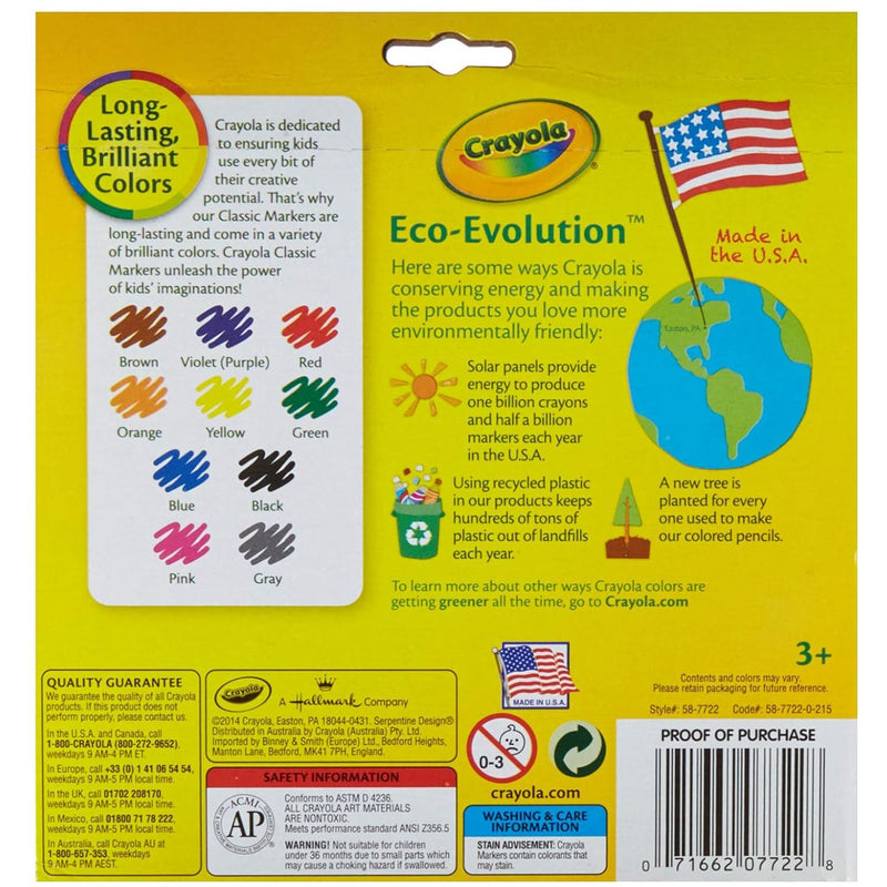 Crayola 10ct Classic Broadline Markers