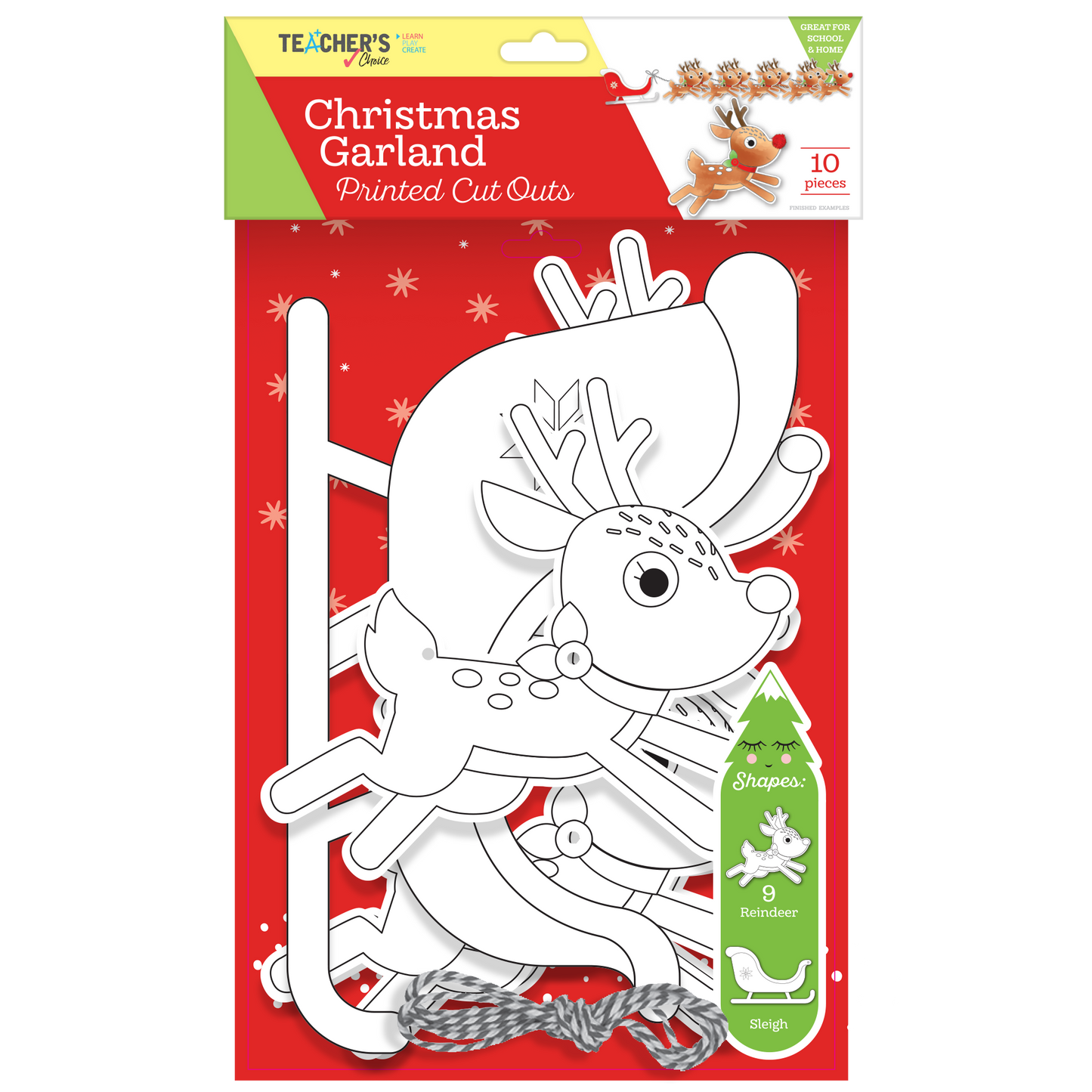 Firebrick Teacher's Choice Christmas Reindeer Garland Cut Outs 10pc Christmas