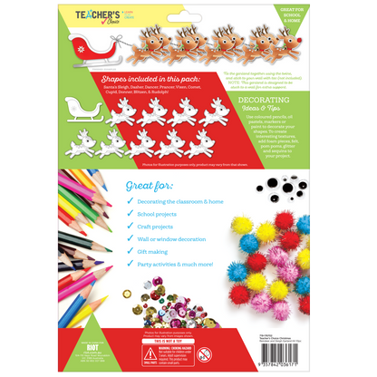 Dark Khaki Teacher's Choice Christmas Reindeer Garland Cut Outs 10pc Christmas