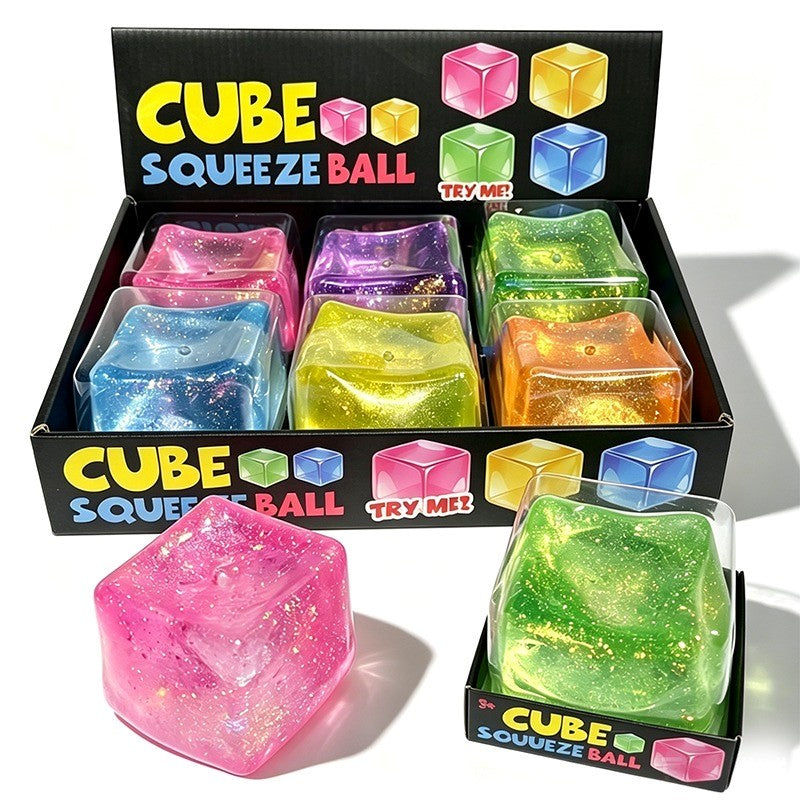 White Smoke Mega Glitter Cube 7.5cm Squishy Sensory Fidget Toy Assorted Squishy & Squeeze
