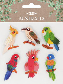 Lavender Aarbee Aust Parrots Stickers 6Pcs Paper Craft