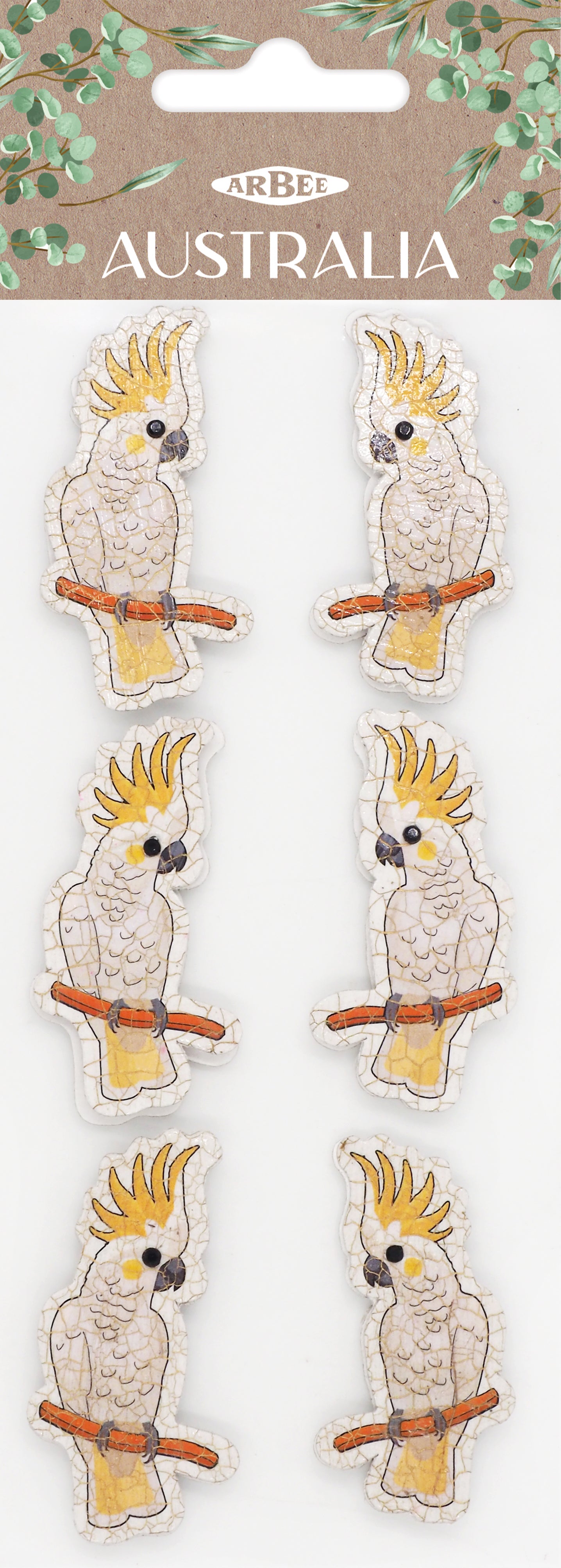 White Smoke Aarbee Australian Cockatoo Stickers 6Pcs Paper Craft