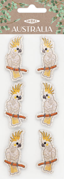 White Smoke Aarbee Australian Cockatoo Stickers 6Pcs Paper Craft