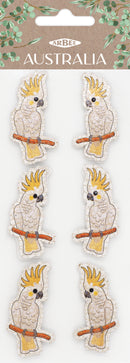 White Smoke Aarbee Australian Cockatoo Stickers 6Pcs Paper Craft