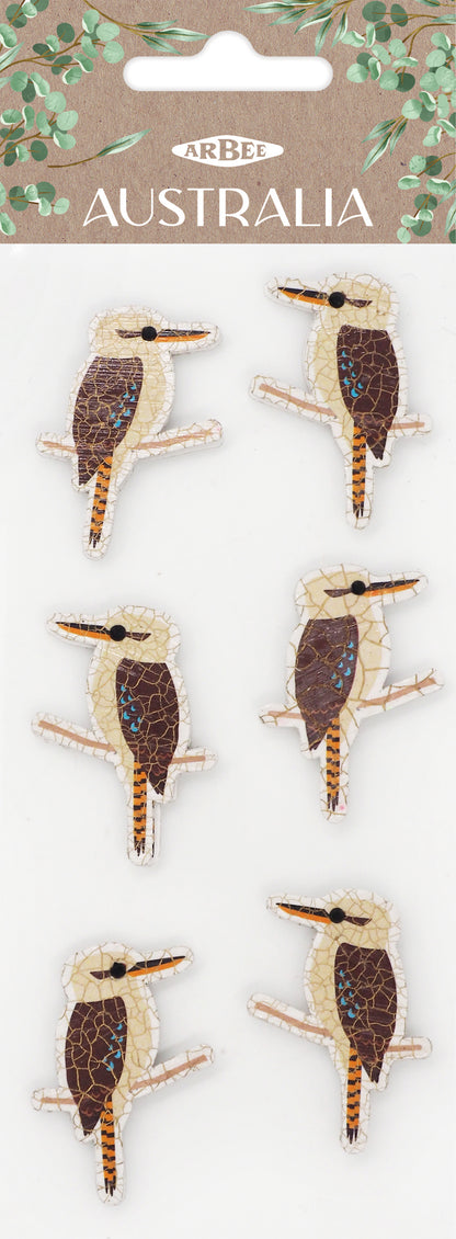 White Smoke Aarbee Australian Kooka Stickers 6Pcs Paper Craft