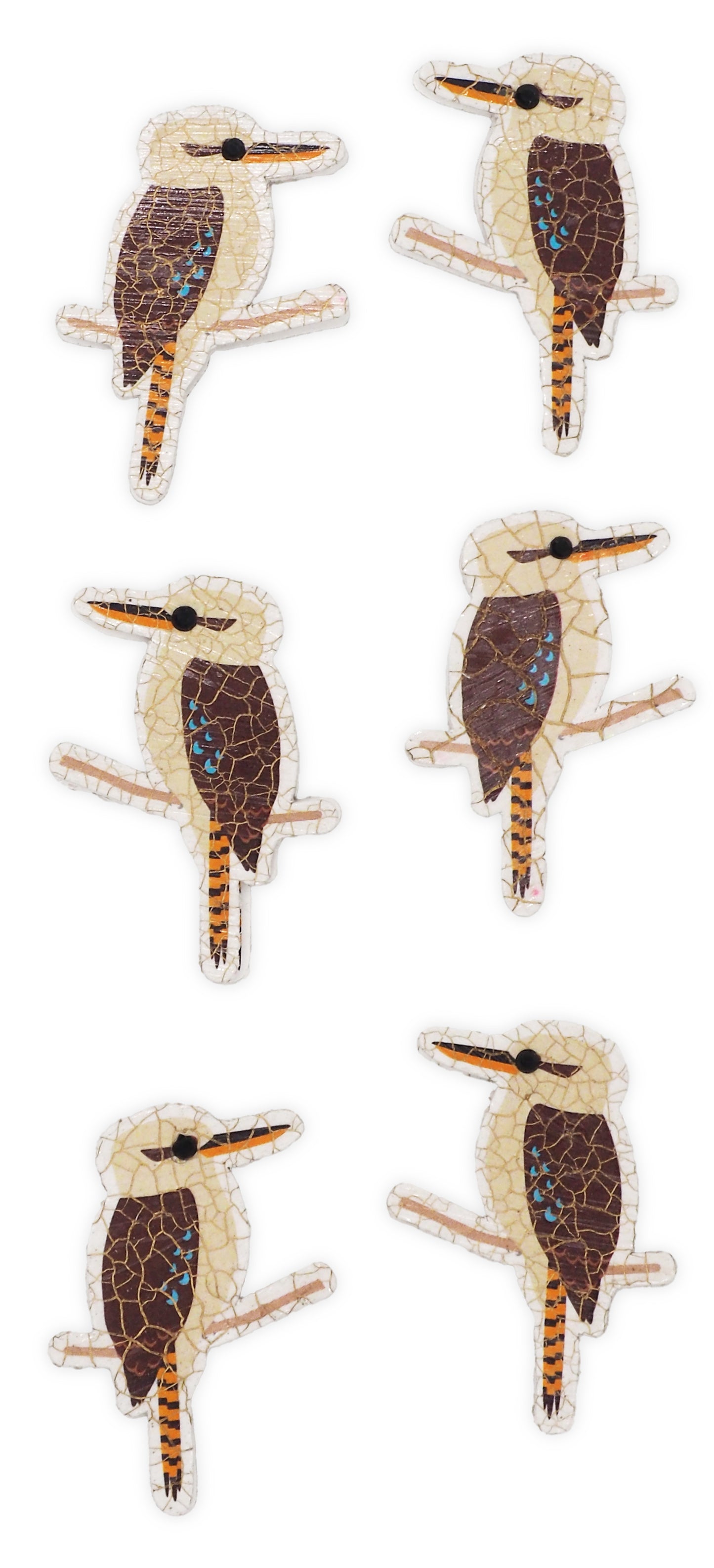 White Smoke Aarbee Australian Kooka Stickers 6Pcs Paper Craft