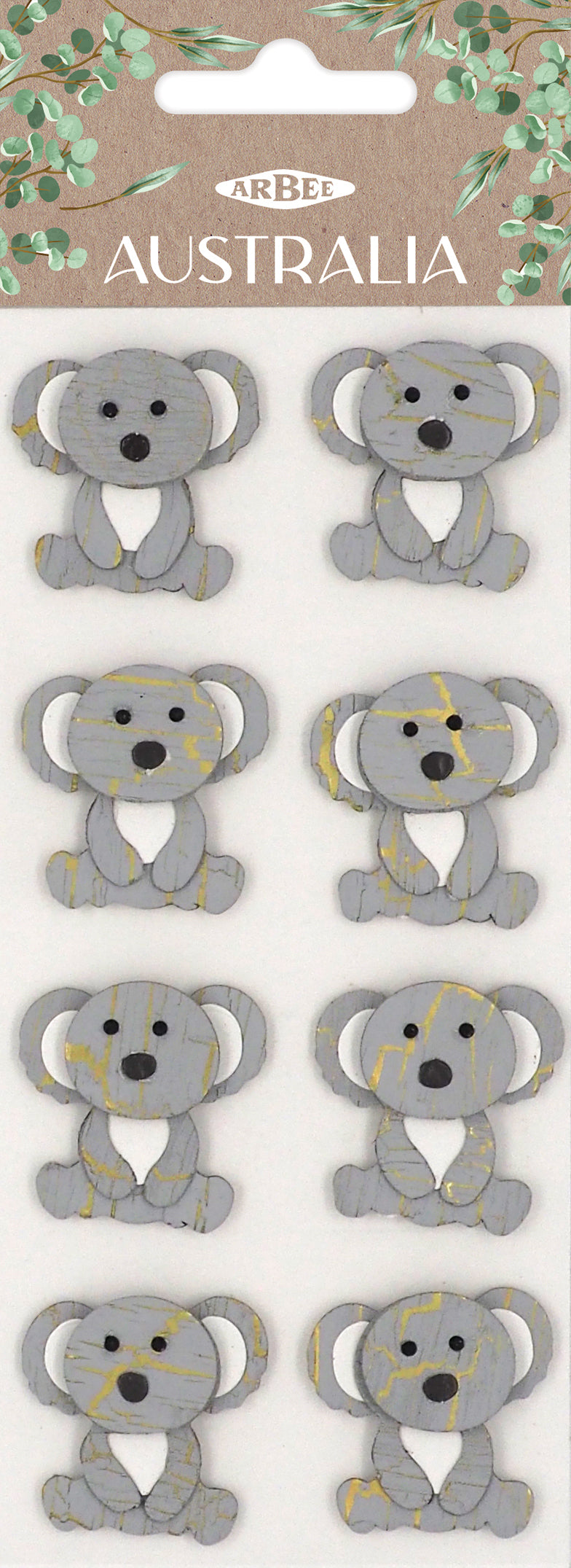 Lavender Aarbee Australian Koala Stickers 8Pcs Paper Craft