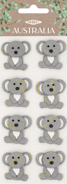 Lavender Aarbee Australian Koala Stickers 8Pcs Paper Craft