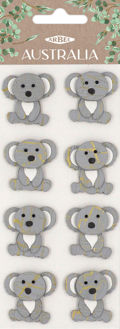 Lavender Aarbee Australian Koala Stickers 8Pcs Paper Craft