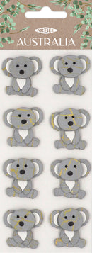 Lavender Aarbee Australian Koala Stickers 8Pcs Paper Craft