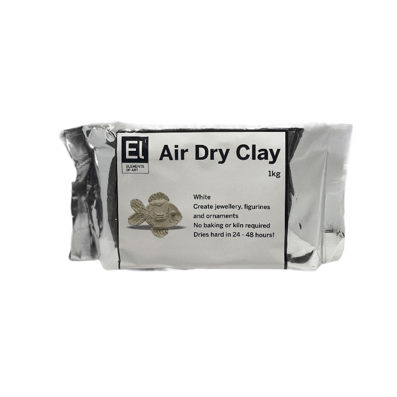 Gray Elements of Art Air Dry Clay, White, 1kg Non Hardening Clays