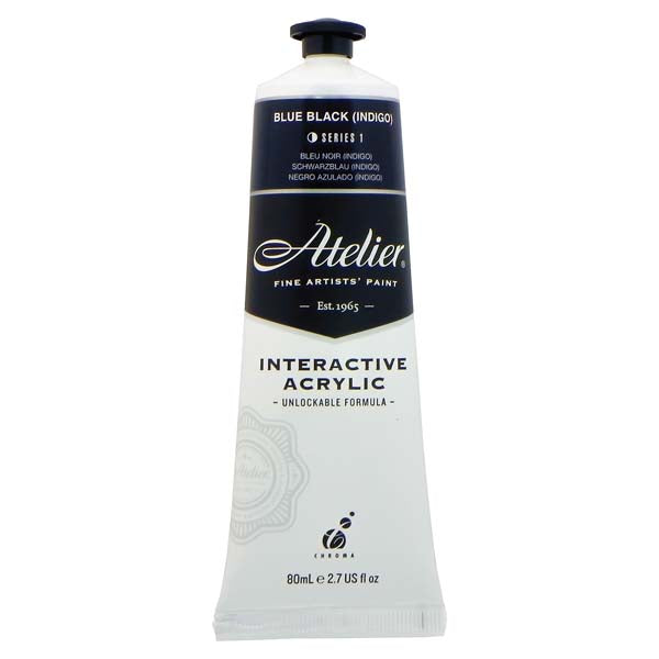 White Smoke Atelier Interactive Artists Acrylic Paint,  Blue Black (Indigo) S1 80ml Acrylic Paints