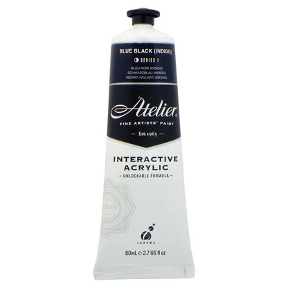 White Smoke Atelier Interactive Artists Acrylic Paint,  Blue Black (Indigo) S1 80ml Acrylic Paints