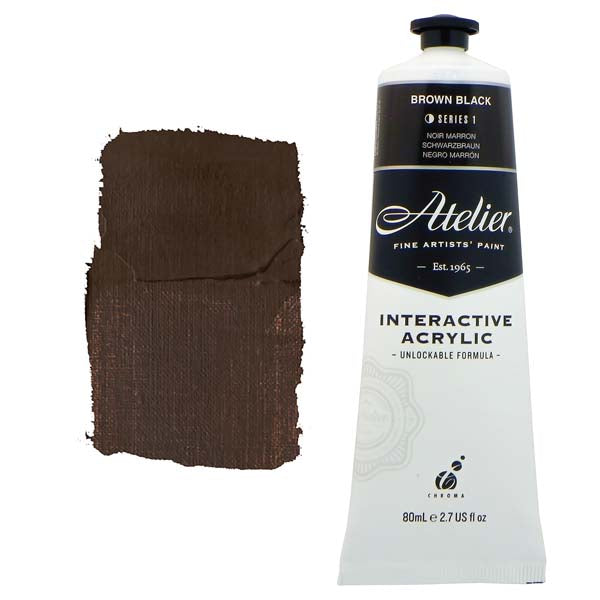 White Smoke Atelier Interactive Artists Acrylic Paint,  Brown Black S1 80ml Acrylic Paints