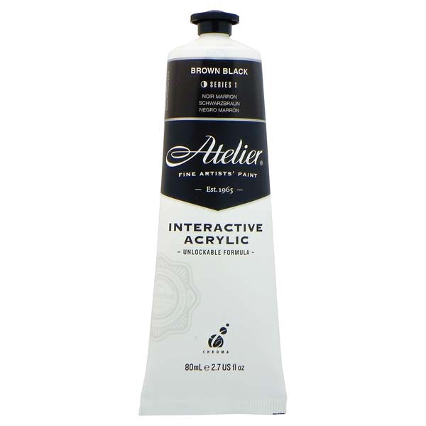 White Smoke Atelier Interactive Artists Acrylic Paint,  Brown Black S1 80ml Acrylic Paints