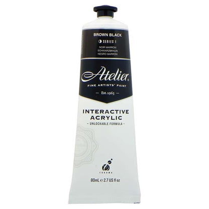 White Smoke Atelier Interactive Artists Acrylic Paint,  Brown Black S1 80ml Acrylic Paints
