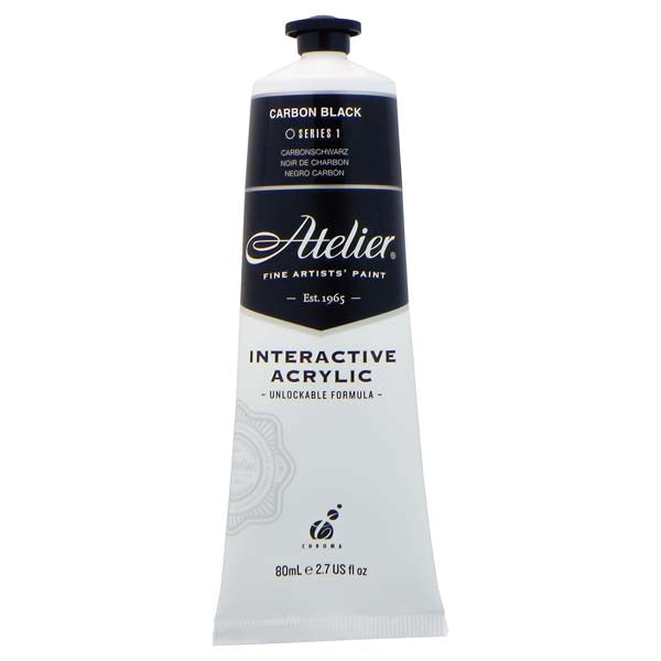 White Smoke Atelier Interactive Artists Acrylic Paint,  Carbon Black S1 80ml Acrylic Paints
