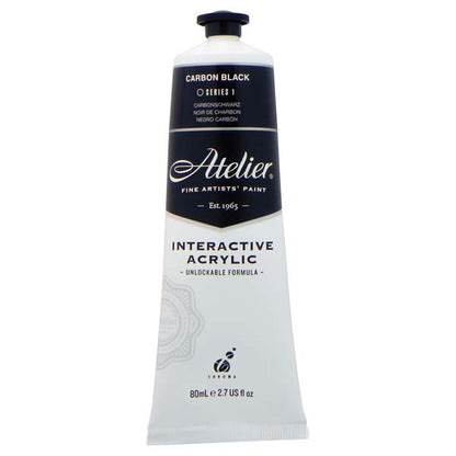 White Smoke Atelier Interactive Artists Acrylic Paint,  Carbon Black S1 80ml Acrylic Paints