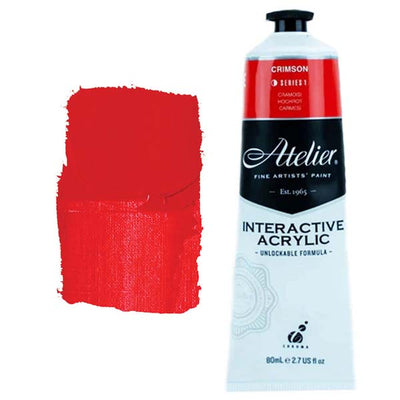 White Smoke Atelier Interactive Artists Acrylic Paint,  Crimson S1 80ml Acrylic Paints