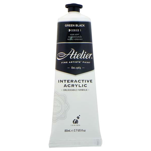 White Smoke Atelier Interactive Artists Acrylic Paint,  Green Black S1 80ml Acrylic Paints