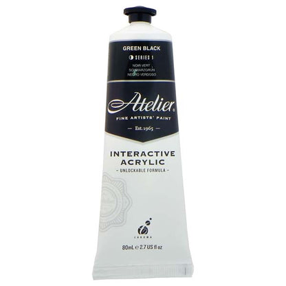 White Smoke Atelier Interactive Artists Acrylic Paint,  Green Black S1 80ml Acrylic Paints